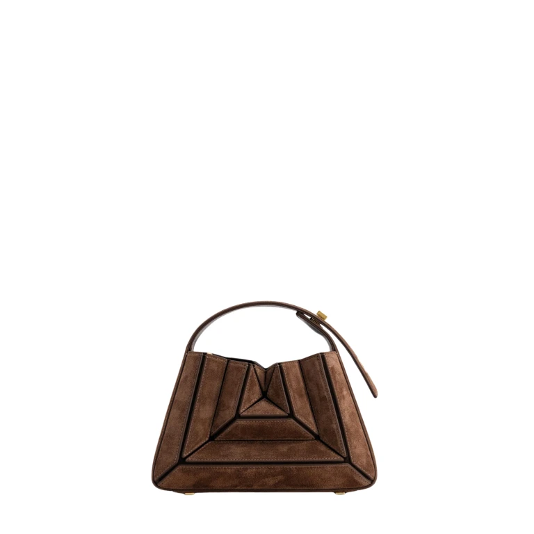Mlouye Sera Mia - Suede Espresso Bag a Architectural Leather Handbag in Brown at  Luxury Handbags Luxury