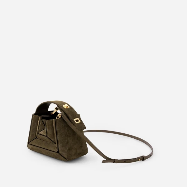 Mlouye Sera Mia - Suede Moss Bag a Architectural Leather Handbag in Brown at  Luxury Handbags Luxury