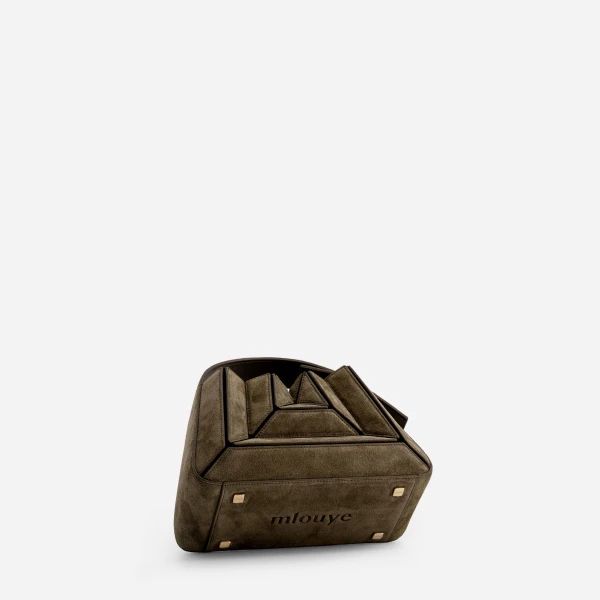 Mlouye Sera Mia - Suede Moss Bag a Architectural Leather Handbag in Brown at  Luxury Handbags Luxury