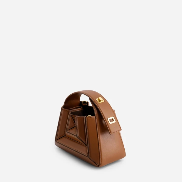 Mlouye Sera Mia - Tan Bag a Architectural Leather Handbag in Brown at  Luxury Handbags Luxury