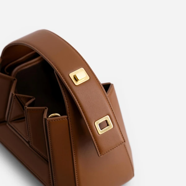 Mlouye Sera Mia - Tan Bag a Architectural Leather Handbag in Brown at  Luxury Handbags Luxury
