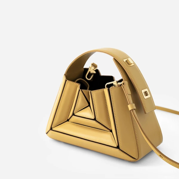 Mlouye Sera Mia - Vintage Yellow Bag a Architectural Leather Handbag in Yellow at  Luxury Handbags Luxury