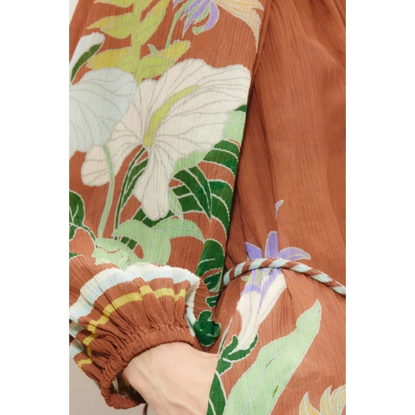 Alemais Alfie Ruched Midi Dress  Sustainable Dresses with Alemais print -  Luxury Handbags Australian Designer