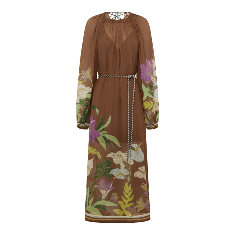 Alemais Alfie Ruched Midi Dress  Sustainable Dresses with Alemais print -  Luxury Handbags Australian Designer