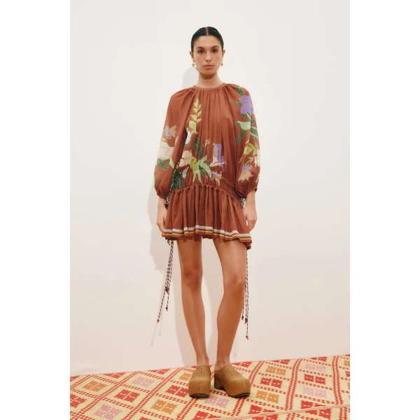 Alemais Alfie Ruched Mini Dress  Sustainable Dresses with Alemais print -  Luxury Handbags Australian Designer