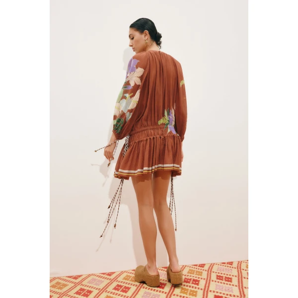 Alemais Alfie Ruched Mini Dress  Sustainable Dresses with Alemais print -  Luxury Handbags Australian Designer