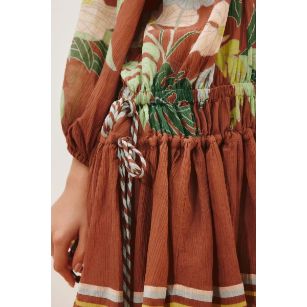 Alemais Alfie Ruched Mini Dress  Sustainable Dresses with Alemais print -  Luxury Handbags Australian Designer
