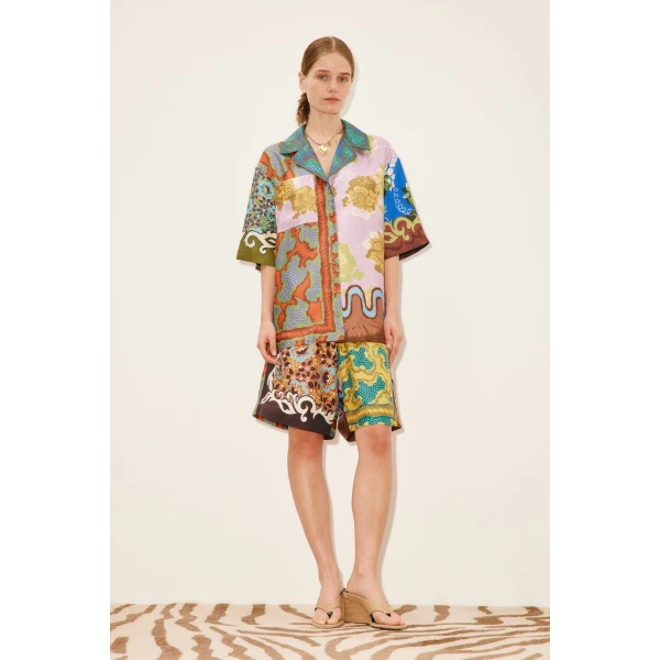 Alemais Arnie Silk Shirt  Sustainable Tops with Alemais print -  Luxury Handbags Australian Designer