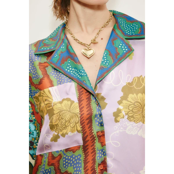 Alemais Arnie Silk Shirt  Sustainable Tops with Alemais print -  Luxury Handbags Australian Designer