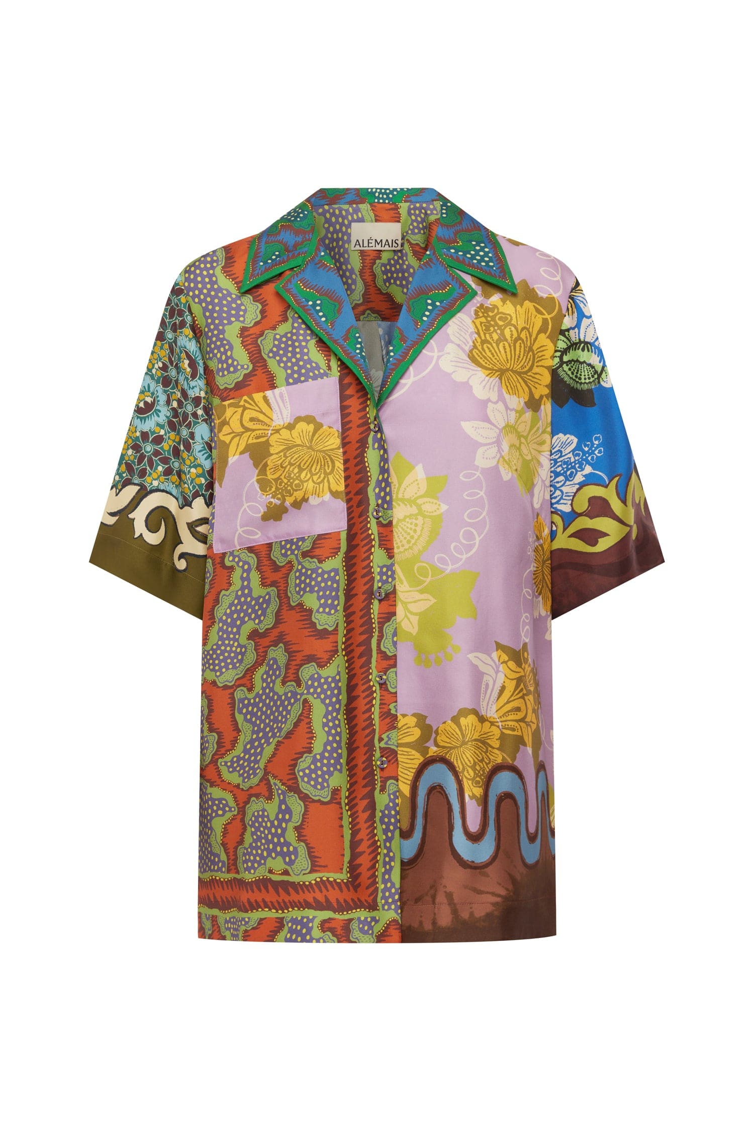 Alemais Arnie Silk Shirt  Sustainable Tops with Alemais print -  Luxury Handbags Australian Designer