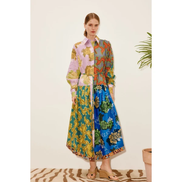 Alemais Arnie Spliced Shirtdress  Sustainable Dresses with Alemais print -  Luxury Handbags Australian Designer