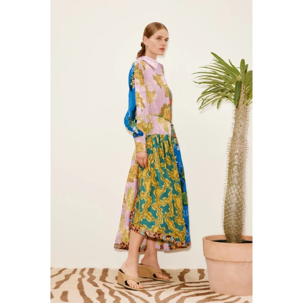 Alemais Arnie Spliced Shirtdress  Sustainable Dresses with Alemais print -  Luxury Handbags Australian Designer