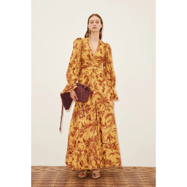 Alemais Banana Blossom Gown  Sustainable Dresses with Alemais print -  Luxury Handbags Australian Designer