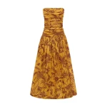 Alemais Banana Blossom Ruched Gown  Sustainable Dresses with Alemais print -  Luxury Handbags Australian Designer