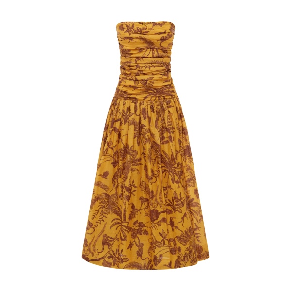 Alemais Banana Blossom Ruched Gown  Sustainable Dresses with Alemais print -  Luxury Handbags Australian Designer