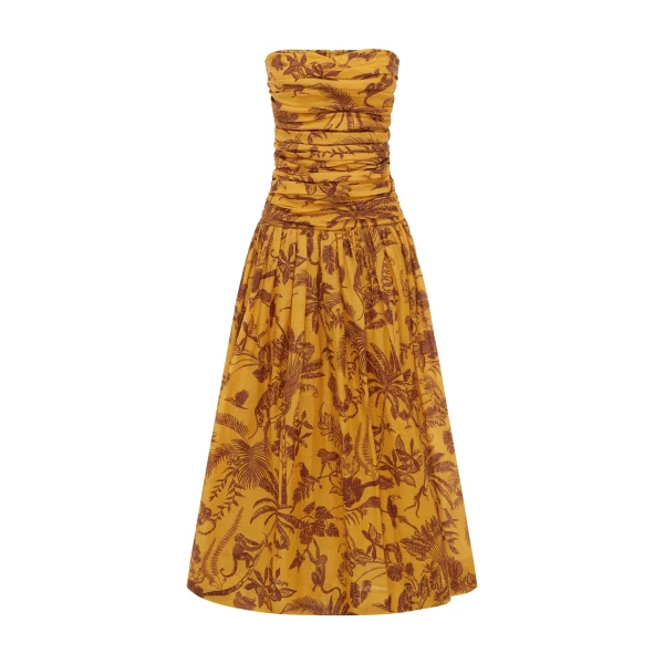 Alemais Banana Blossom Ruched Gown  Sustainable Dresses with Alemais print -  Luxury Handbags Australian Designer