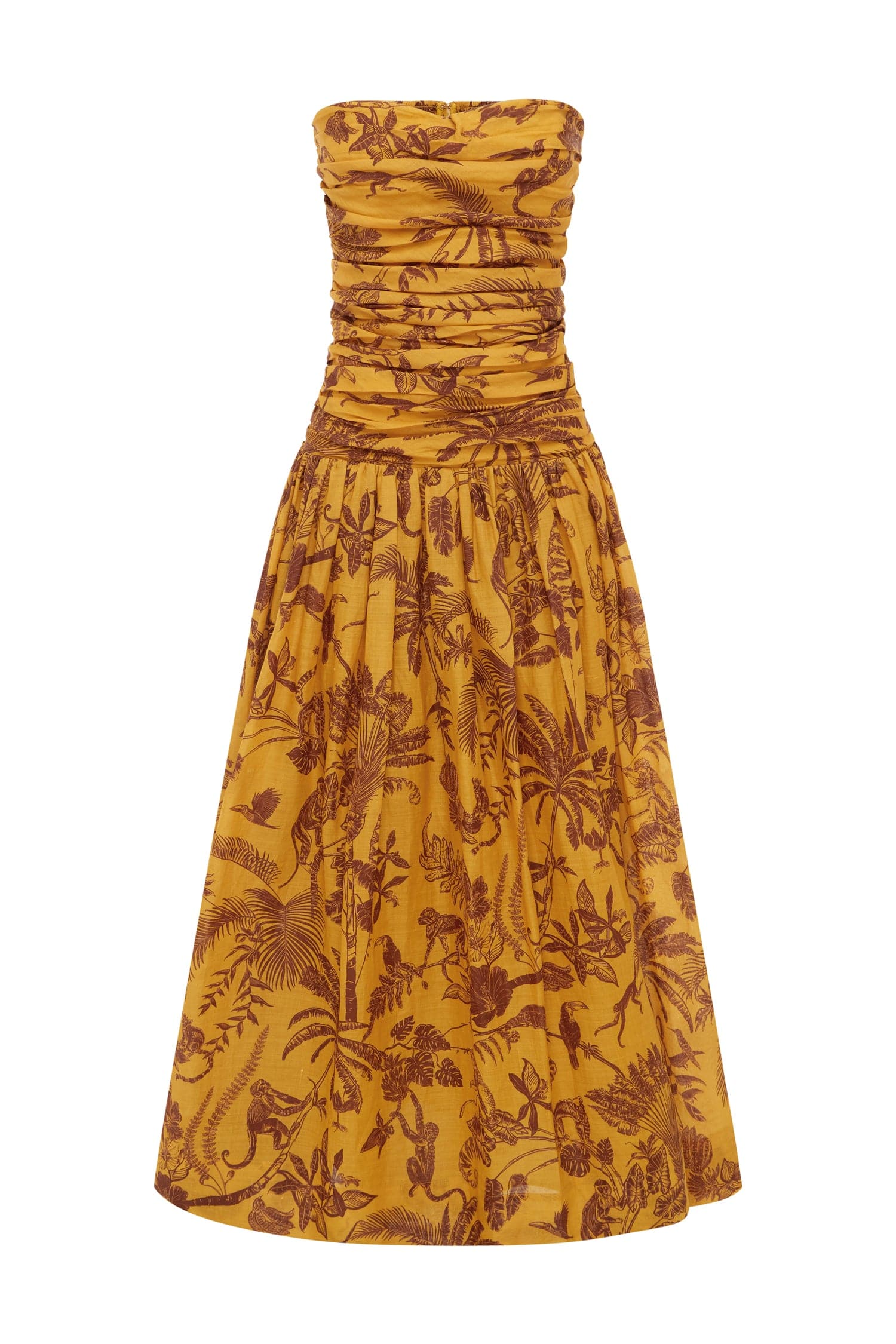 Alemais Banana Blossom Ruched Gown  Sustainable Dresses with Alemais print -  Luxury Handbags Australian Designer