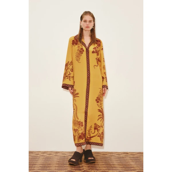 Alemais Banana Blossom Silk Shirtdress  Sustainable Dresses with Alemais print -  Luxury Handbags Australian Designer