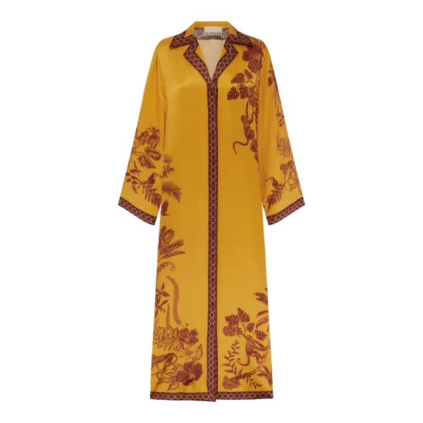Alemais Banana Blossom Silk Shirtdress  Sustainable Dresses with Alemais print -  Luxury Handbags Australian Designer