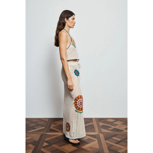 Alemais Elma Cream Halter Top  Sustainable Tops with Alemais print -  Luxury Handbags Australian Designer