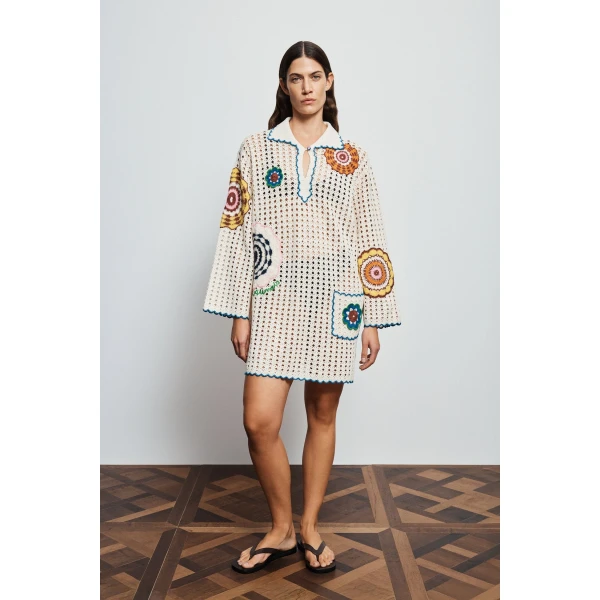 Alemais Elma Cream Mini Dress  Sustainable Dresses with Alemais print -  Luxury Handbags Australian Designer