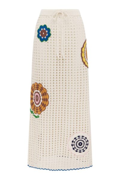Alemais Elma Cream Skirt  Sustainable Skirts with Alemais print -  Luxury Handbags Australian Designer