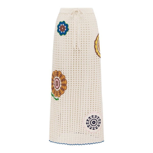 Alemais Elma Cream Skirt  Sustainable Skirts with Alemais print -  Luxury Handbags Australian Designer