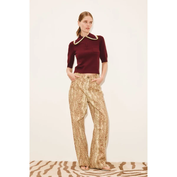 Alemais Jasper Knit Polo  Sustainable Tops with Alemais print -  Luxury Handbags Australian Designer