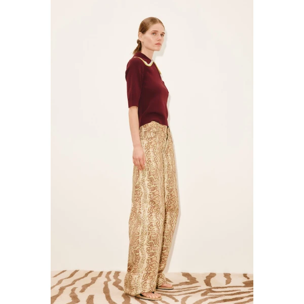 Alemais Jasper Knit Polo  Sustainable Tops with Alemais print -  Luxury Handbags Australian Designer