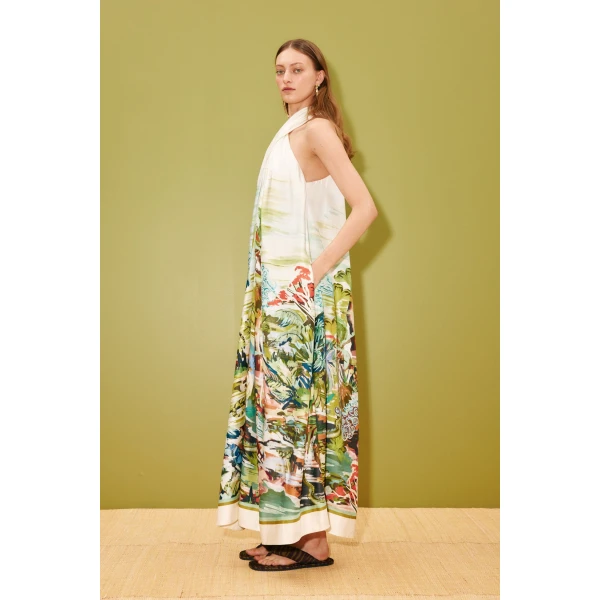 Alemais Jungle Boogie Silk Halter Dress  Sustainable Dresses with Alemais print -  Luxury Handbags Australian Designer