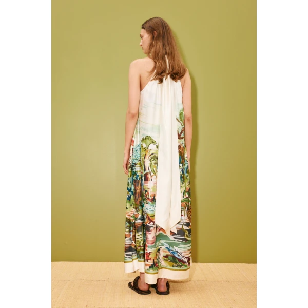 Alemais Jungle Boogie Silk Halter Dress  Sustainable Dresses with Alemais print -  Luxury Handbags Australian Designer