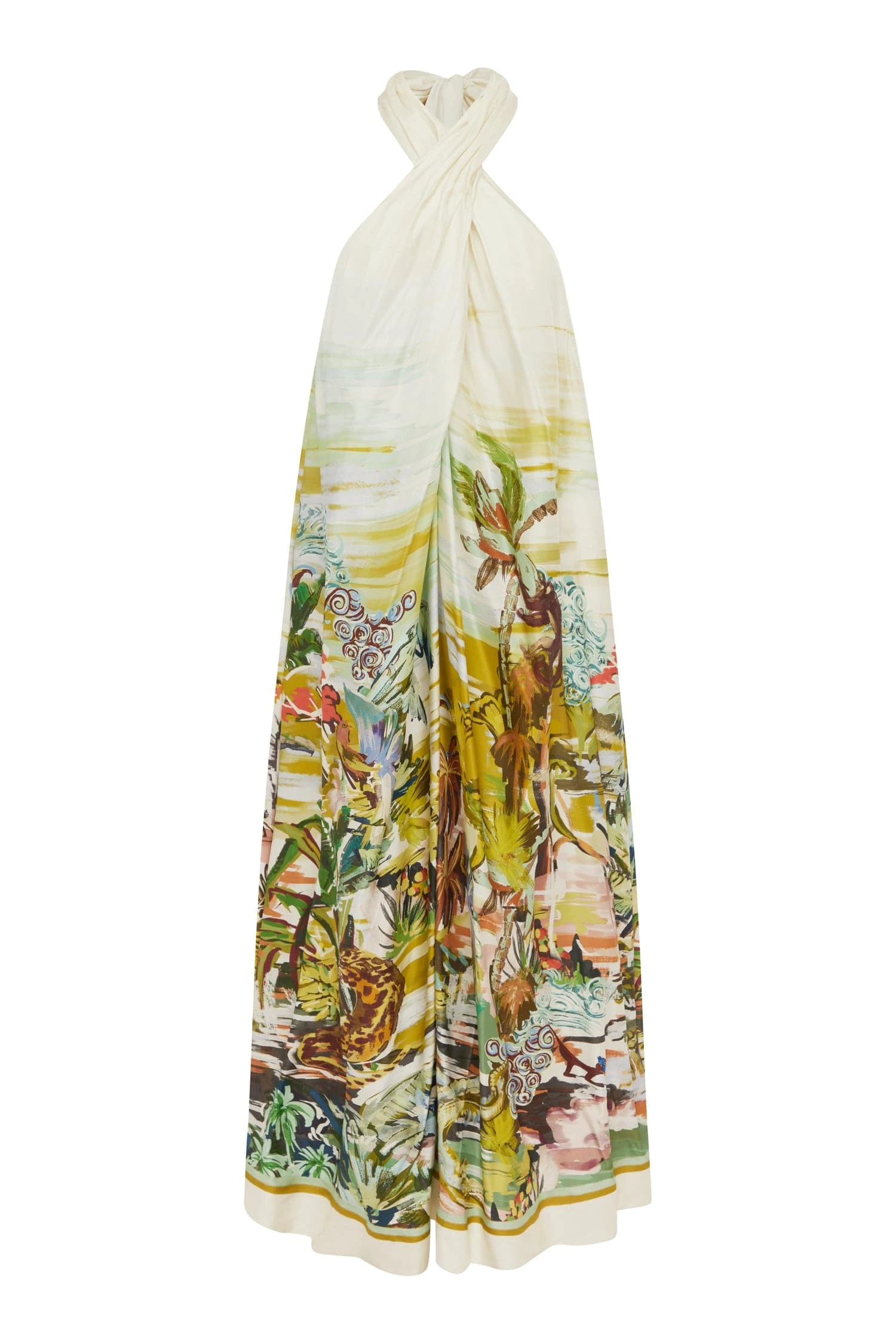 Jungle Boogie Silk Halter Dress by Alemais - Dresses Alemais Jungle Boogie Silk Halter Dress Sustainable Dresses with Alemais print - Luxury Handbags Australian Designer