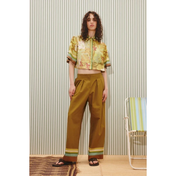 Alemais Maxi Cropped Shirt  Sustainable Tops with Alemais print -  Luxury Handbags Australian Designer