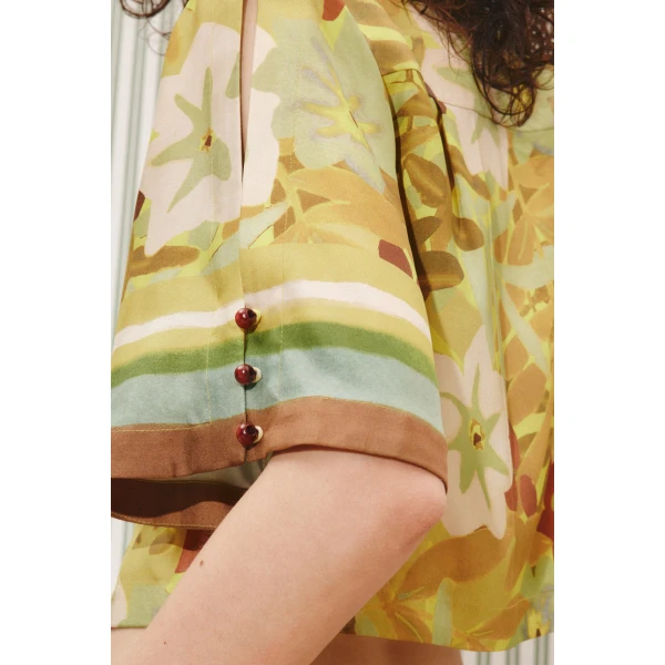 Alemais Maxi Cropped Shirt  Sustainable Tops with Alemais print -  Luxury Handbags Australian Designer