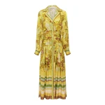 Alemais Maxi Silk Ruched Shirtdress  Sustainable Dresses with Alemais print -  Luxury Handbags Australian Designer