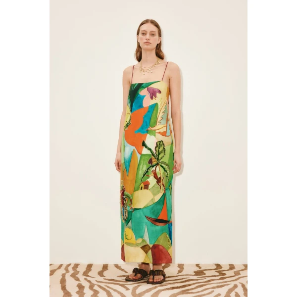Alemais Mokshini Embellished Midi Dress  Sustainable Dresses with Alemais print -  Luxury Handbags Australian Designer