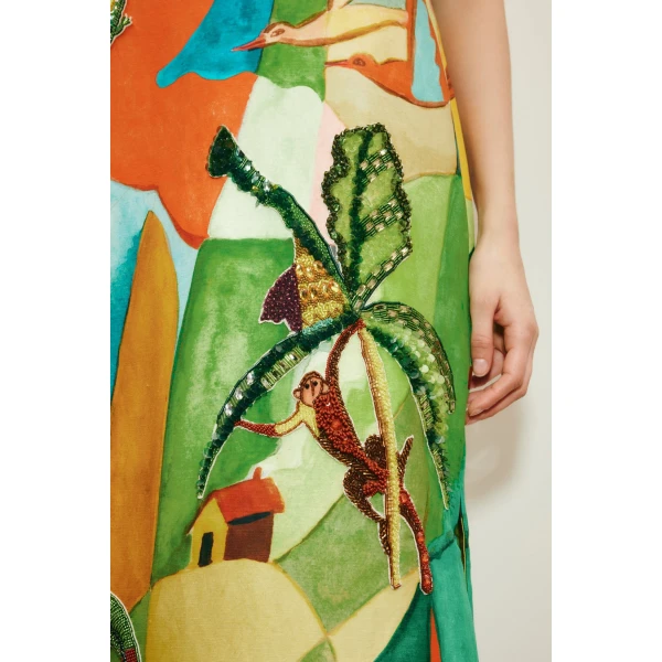 Alemais Mokshini Embellished Midi Dress  Sustainable Dresses with Alemais print -  Luxury Handbags Australian Designer