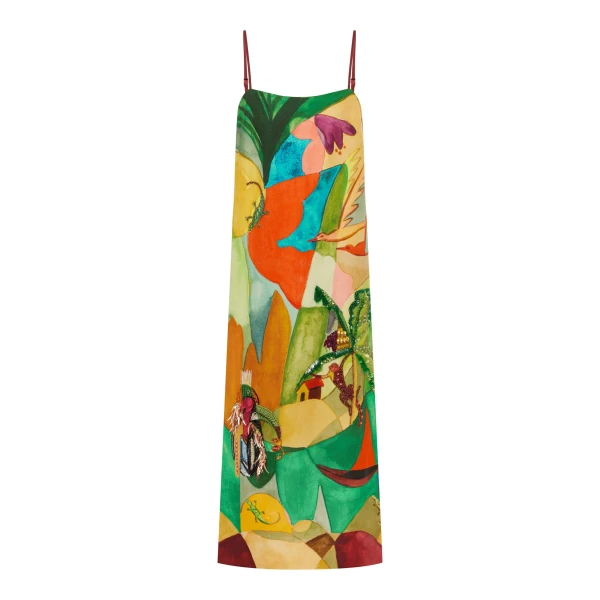 Alemais Mokshini Embellished Midi Dress  Sustainable Dresses with Alemais print -  Luxury Handbags Australian Designer