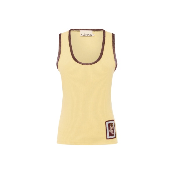 Alemais Ramon Tank Lemon  Sustainable Tops with Alemais print -  Luxury Handbags Australian Designer