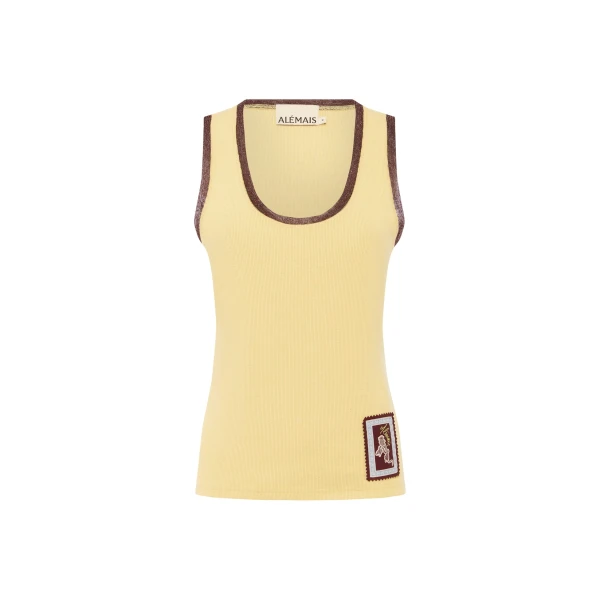 Alemais Ramon Tank Lemon  Sustainable Tops with Alemais print -  Luxury Handbags Australian Designer