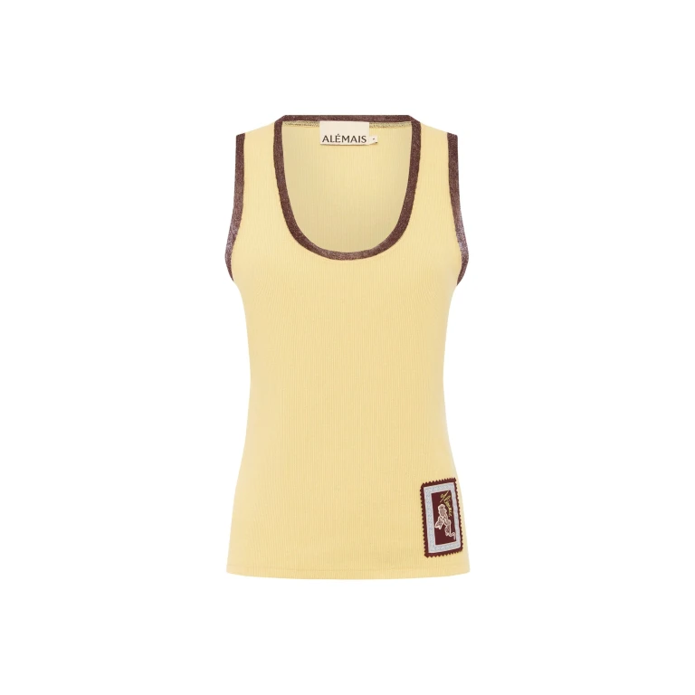 Alemais Ramon Tank Lemon  Sustainable Tops with Alemais print -  Luxury Handbags Australian Designer