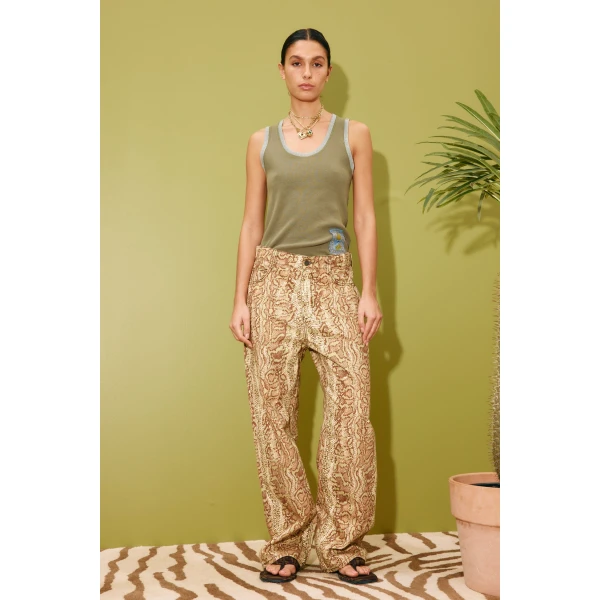 Alemais Ramon Tank Sage  Sustainable Tops with Alemais print -  Luxury Handbags Australian Designer