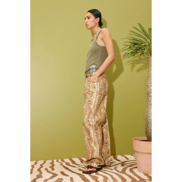 Alemais Ramon Tank Sage  Sustainable Tops with Alemais print -  Luxury Handbags Australian Designer