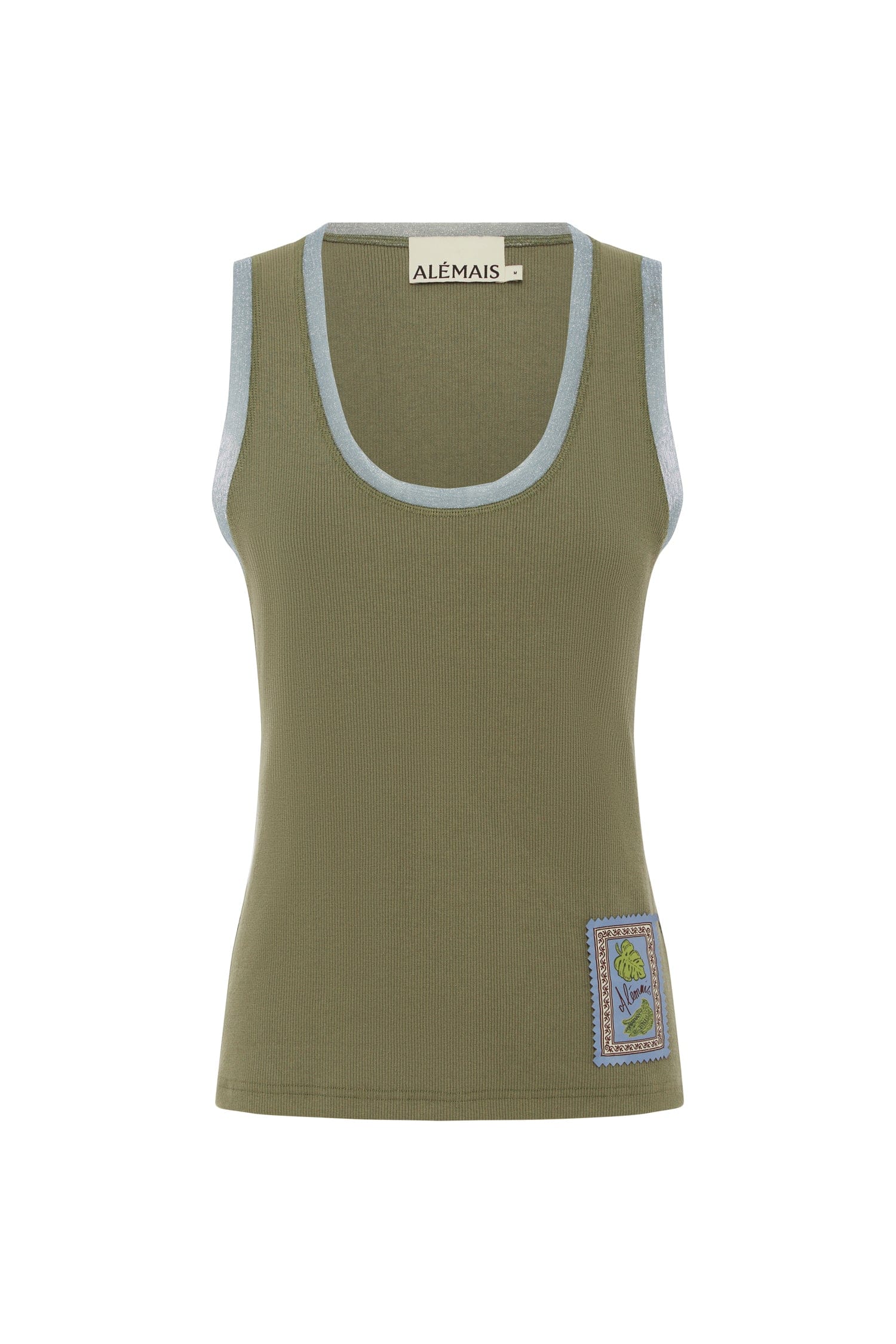 Alemais Ramon Tank Sage  Sustainable Tops with Alemais print -  Luxury Handbags Australian Designer