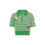 Alemais Sundae Green Polo Top  Sustainable Tops with Alemais print -  Luxury Handbags Australian Designer