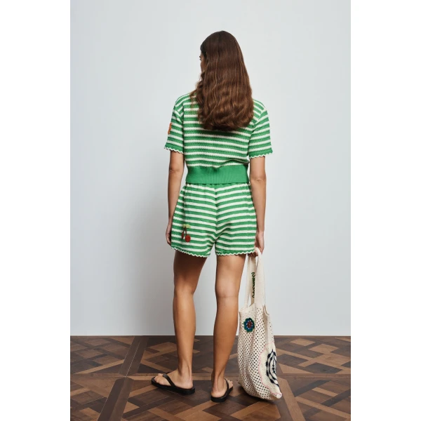 Alemais Sundae Green Short  Sustainable Shorts with Alemais print -  Luxury Handbags Australian Designer