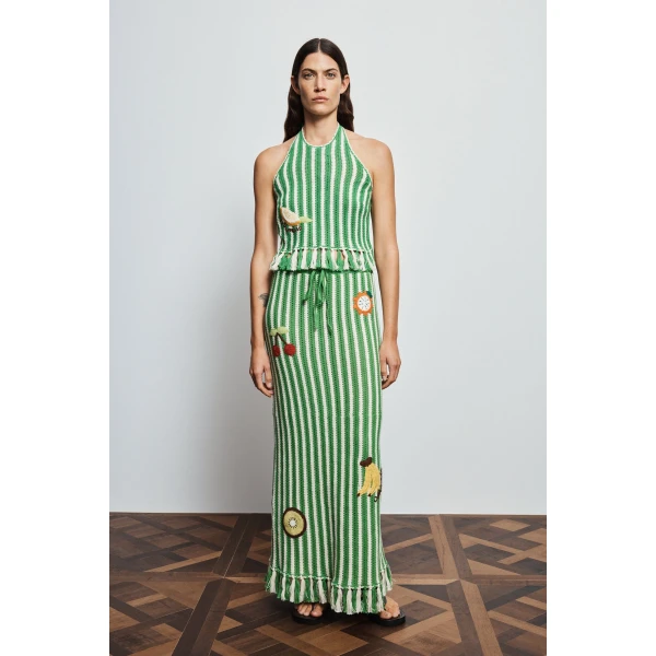 Alemais Sundae Green Skirt  Sustainable Skirts with Alemais print -  Luxury Handbags Australian Designer