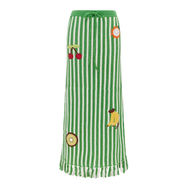 Alemais Sundae Green Skirt  Sustainable Skirts with Alemais print -  Luxury Handbags Australian Designer