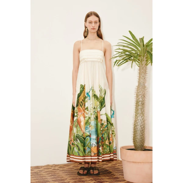 Alemais Toucan Tango Midi Dress  Sustainable Dresses with Alemais print -  Luxury Handbags Australian Designer