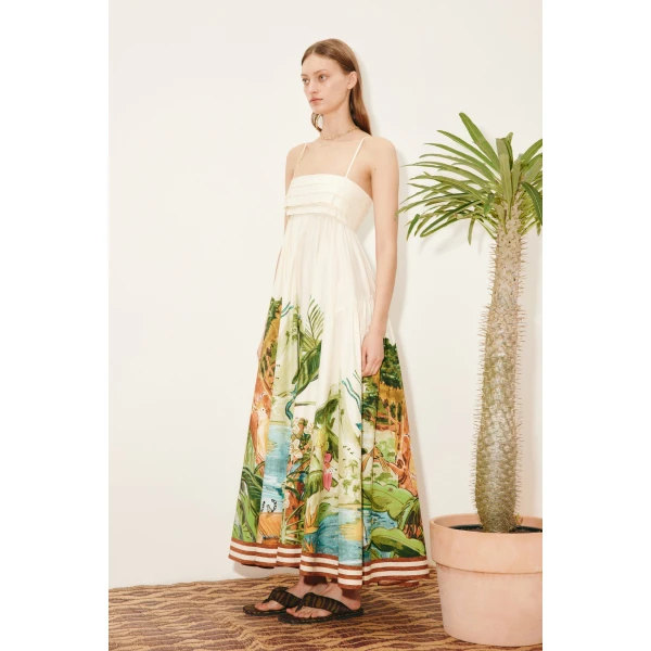 Alemais Toucan Tango Midi Dress  Sustainable Dresses with Alemais print -  Luxury Handbags Australian Designer